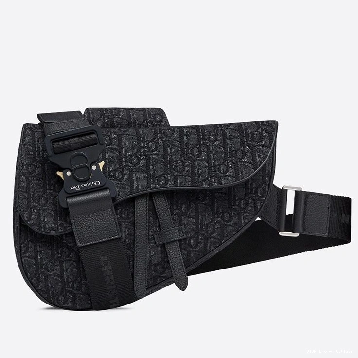 Cheap Dior Black Oblique Canvas Saddle Motif Crossbody 0818 Luxury
